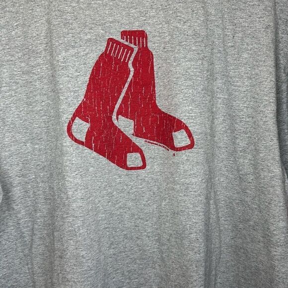 Vintage Y2K Boston Red Sox MLB Big Socks Logo XL Gray T Shirt Short Sleeve 2000 - Picture 2 of 5